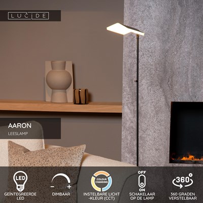 Lucide AARON - Leeslamp - LED Dimb. - CCT - 1x12W 2700K/4000K - Zwart